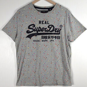 SuperDry Japan Unisex 2XL Gray Popsicle Print Graphic Tee Short Sleeve T-Shirt